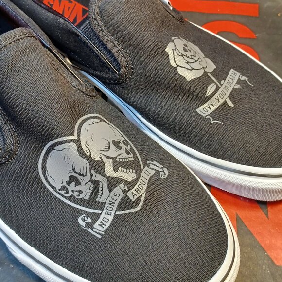 Vans Men's U.S. 9.5 Slip-On Love You To Death Black/White VN0A5JMH6BT - Picture 6 of 12